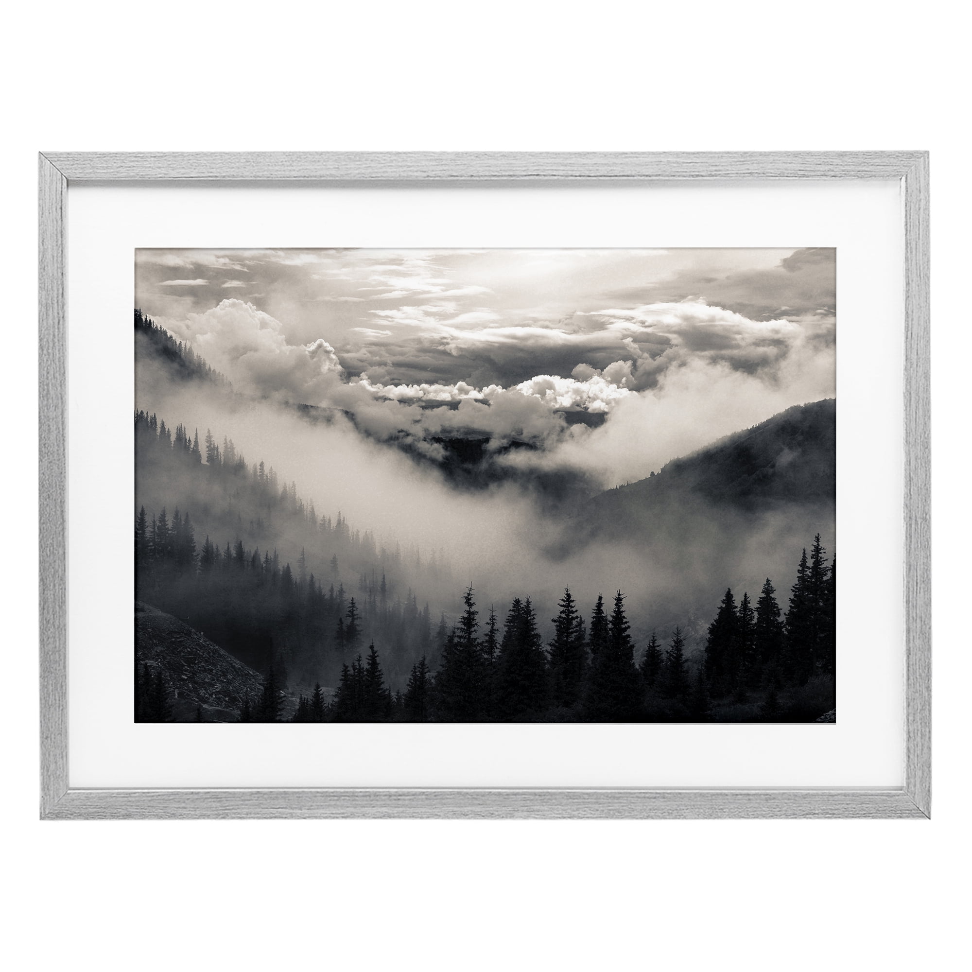 Billowing Fog Atmosphere Gray Framed Print Under Glass, design by Decent Exposures