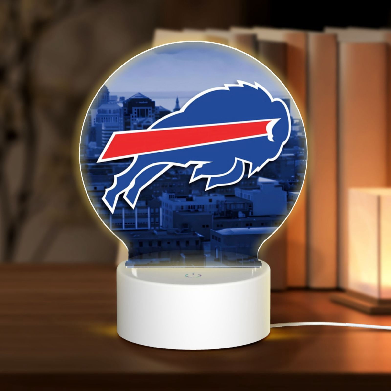 Bills Football Team Round Acrylic Night Light Plug-in USB, Dimmable ...