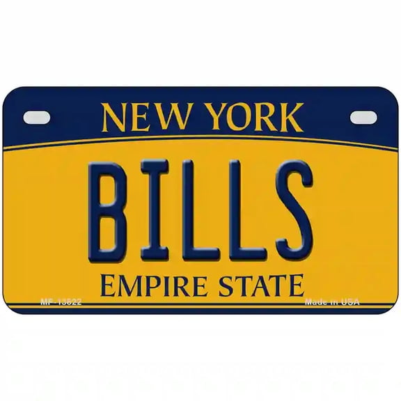 Bills New York Yellow Novelty Metal License Plate Tag 7" x 4" Motorcycle