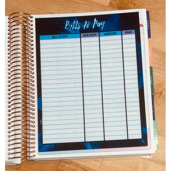Bills To Pay & Debt Tracker Two Sided Dashboard For Use W Erin Condren Planner~