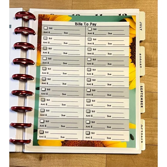 Bills To Pay To Do List Two Sided Dashboard For Use With Classic Happy Planner~