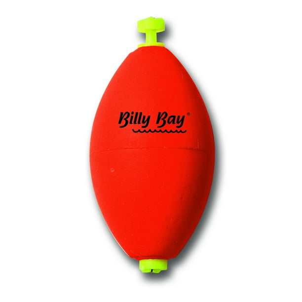 Billy Bay Hi Viz Rattle Weighted Snap On Oval Fishing Float, Red, Size 2 1/2", 2Pack