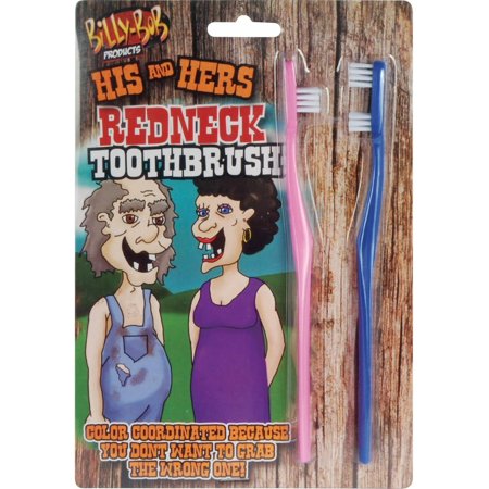Billy-Bob His and Hers Funny Toothbrush Novelty 4" Gag Gift, Blue Pink