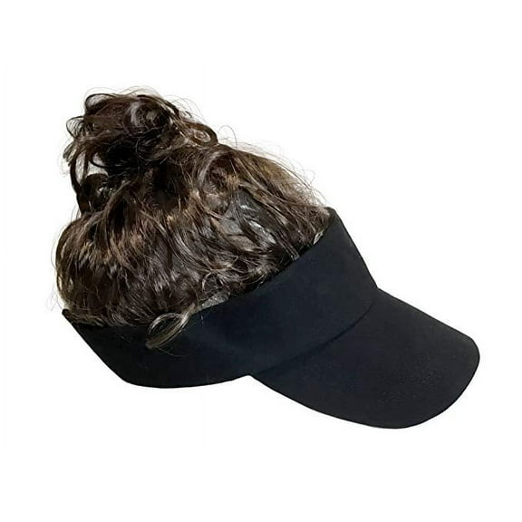 Billy-Bob Man Bun Visor Brown Hair Black, One Size