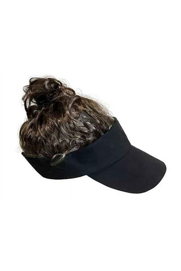 Billy-Bob Man Bun Visor Brown Hair Black, One Size