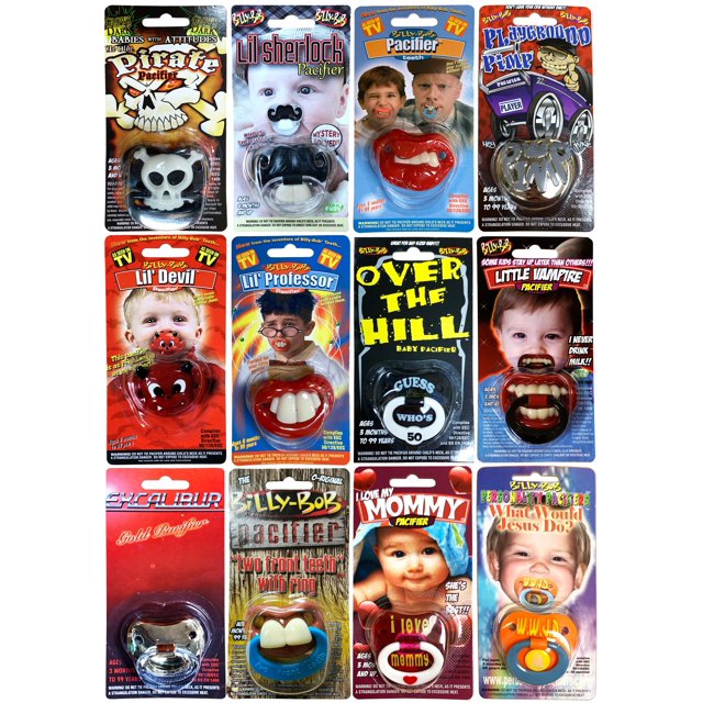 Billy Bob Products Novelty Pacifiers Variety Pack 12 Count Baby Toddler
