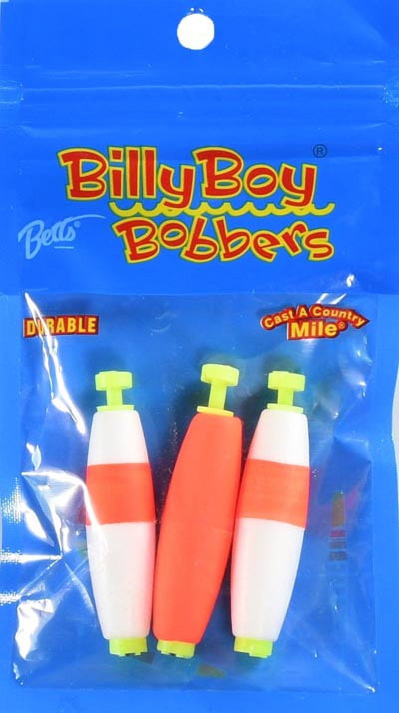 Billy Boy Unweighted Snap-on Cigar Bobber Fishing Float, Assorted Colors, 2", 3-pack