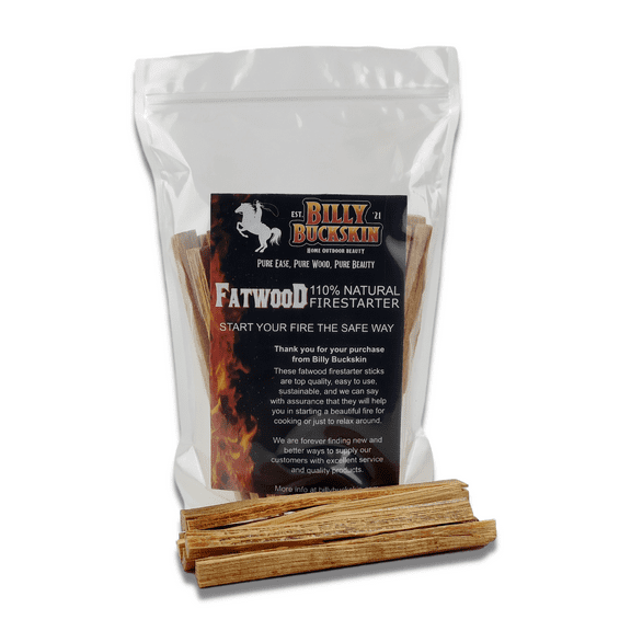 Billy Buckskin Co. 2 lb Fatwood Fire Starter Sticks | Easy & Safe Fire Starter | Start a Fire with just 2 Sticks | Works in Any Weather Conditions | 2 lb Bag