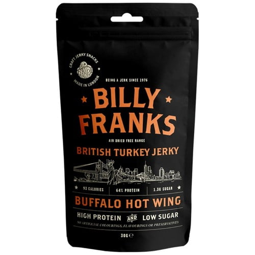Billy Franks Buffalo Hot Wing Turkey Jerky 30g, British Import (Pack of 3)