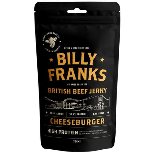 Billy Franks Cheeseburger Beef Jerky 30g, British Import (Pack of 3)