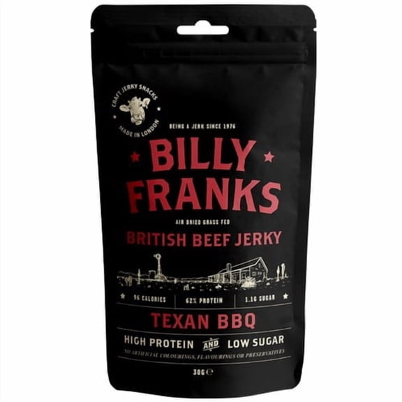 Billy Franks Texan BBQ Beef Jerky 30g, British Import (Pack of 3)