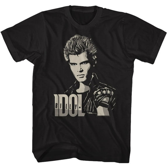 Billy Idol 2 Tone Billy Black Adult T-Shirt Lt