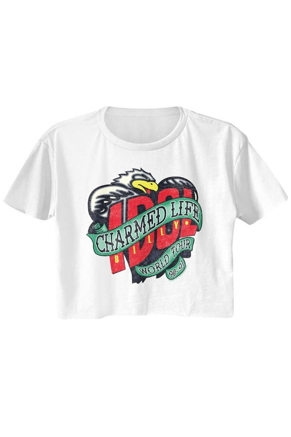 Billy Idol Circleless White Junior Women's Festival Cali Cropped T-Shirt