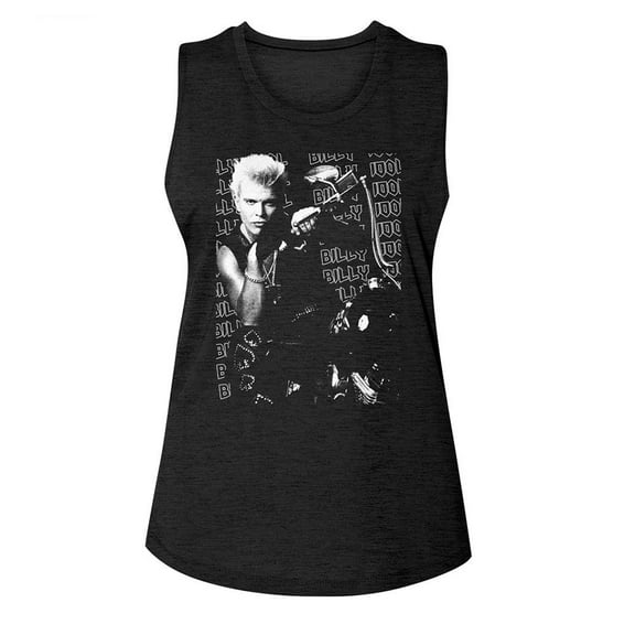 Billy Idol Motorcycle Photo Black Ladies Muscle Tank 2Xl