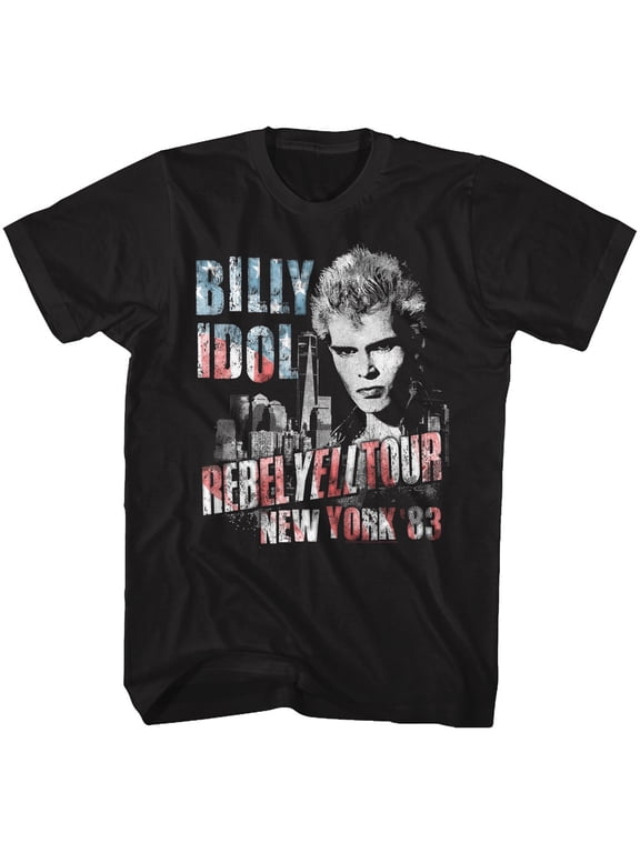 Billy Idol NY '83 Flag-ish Black Adult T-Shirt