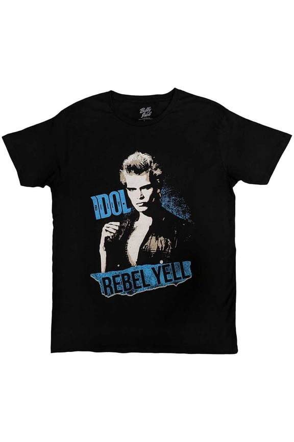 Billy Idol Unisex T-Shirt: Rebel Yell Blue (Small)