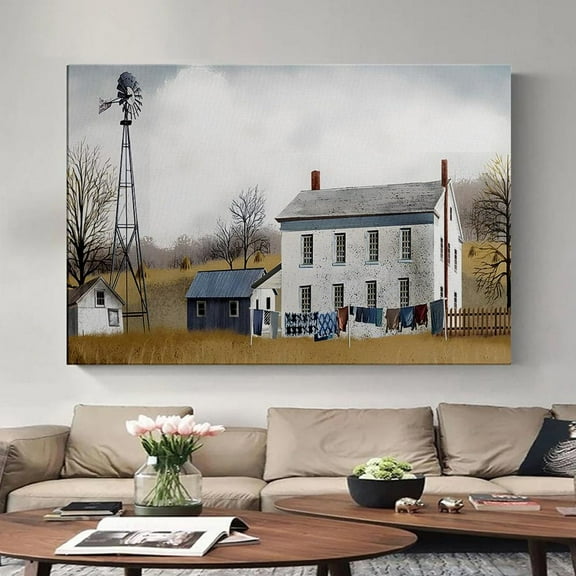 Billy Jacobs Art Washday, Windmill, Rustic Home Decor Home Decor, 8x12 UNFRAMED