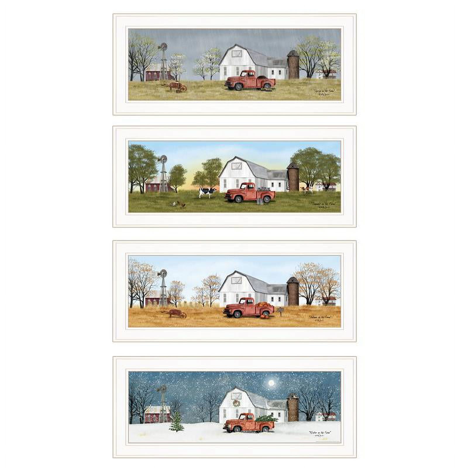 Four Seasons Farm Landscape Canvas Prints with White Wood Frames