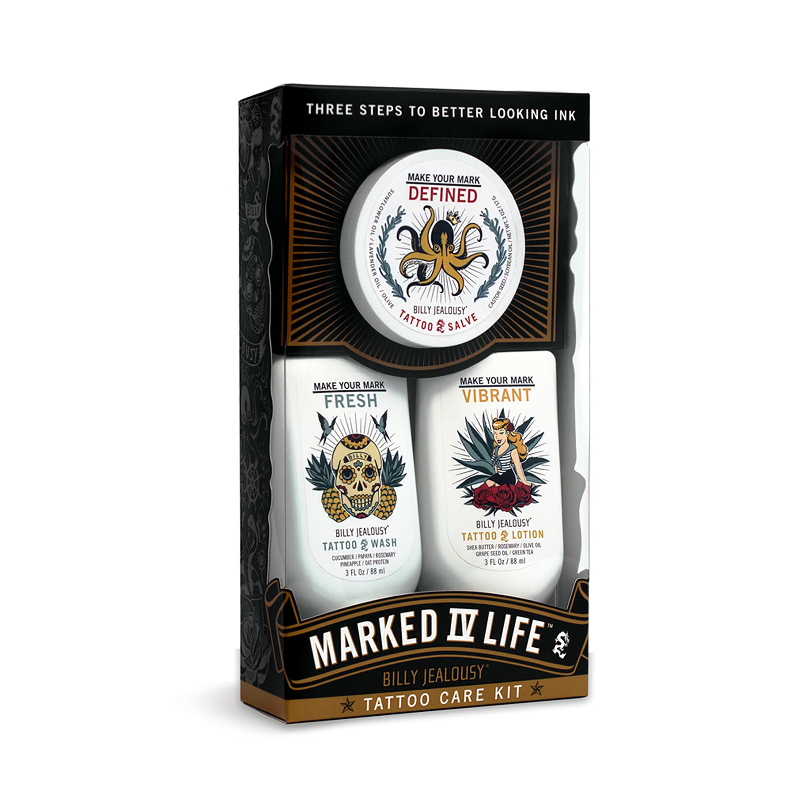 Billy Jealousy Marked IV Life HYZ01 Complete Tattoo Care Kit, Includes
