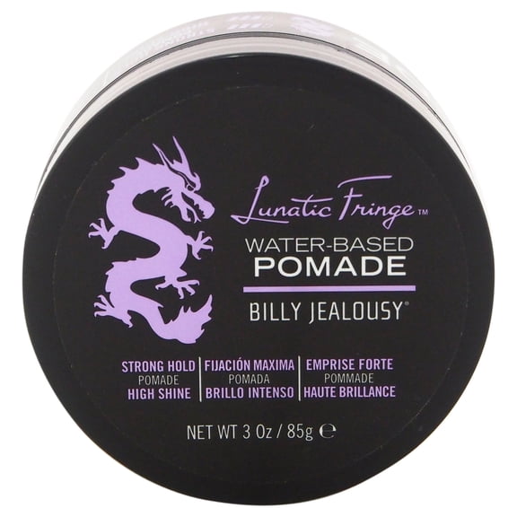 Billy Jealousy Lunatic Fringe Water-Based Hair Pomade, Frizz Control Styling Pomade with Aqua, 3 oz