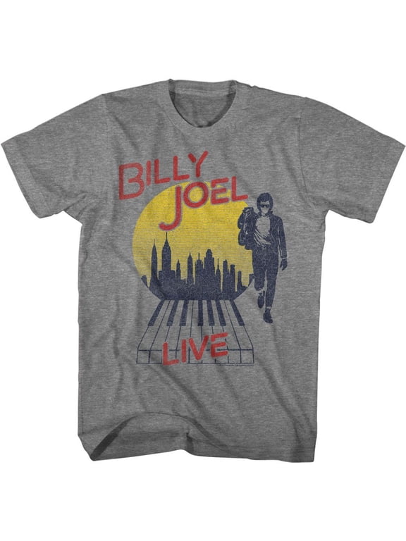Billy Joel B Joel Live City Graphite Heather Adult T-Shirt