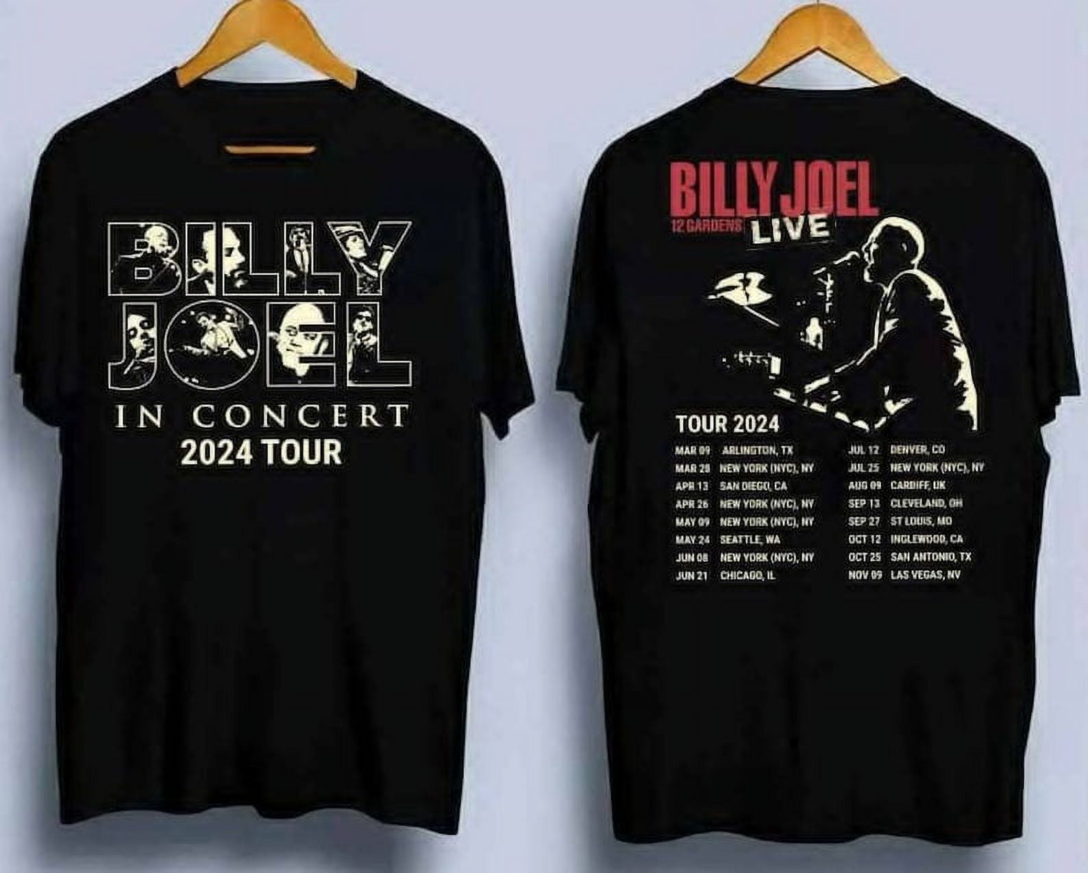 Billy Joel In Concert Music Tour 2024 Black Tshirt