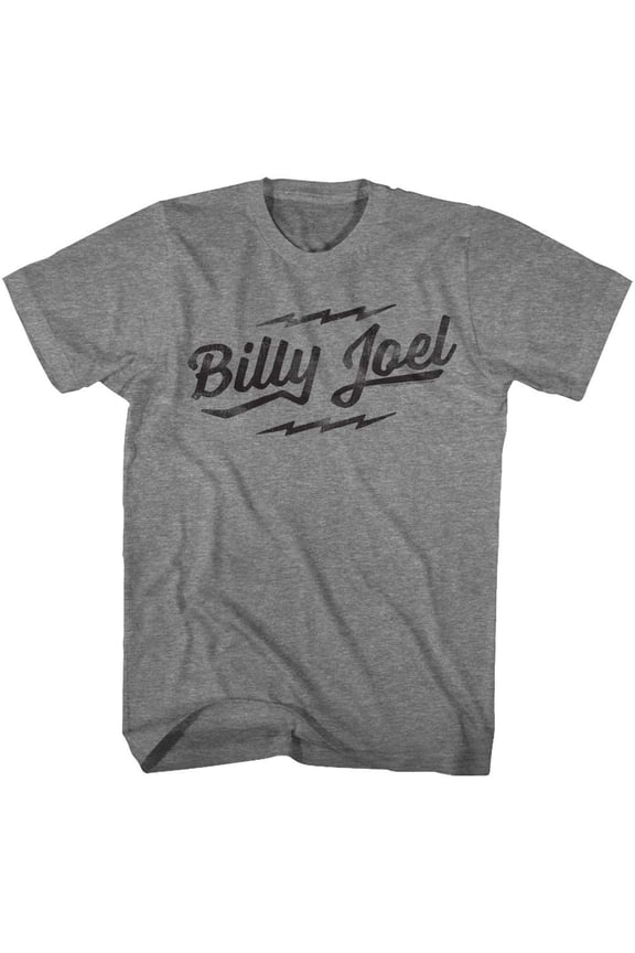 Billy Joel Logo Graphite Heather Adult T-Shirt 3Xl