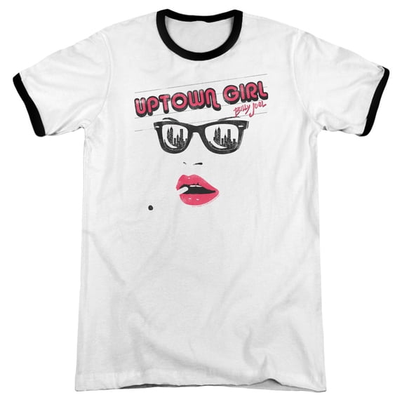 Billy Joel Uptown Girl Adult Ringer T-Shirt White/Black