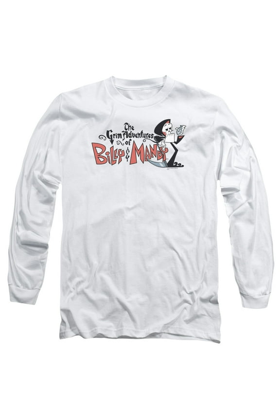 Billy & Mandy Logo Long Sleeve Adult 18/1 T-Shirt White