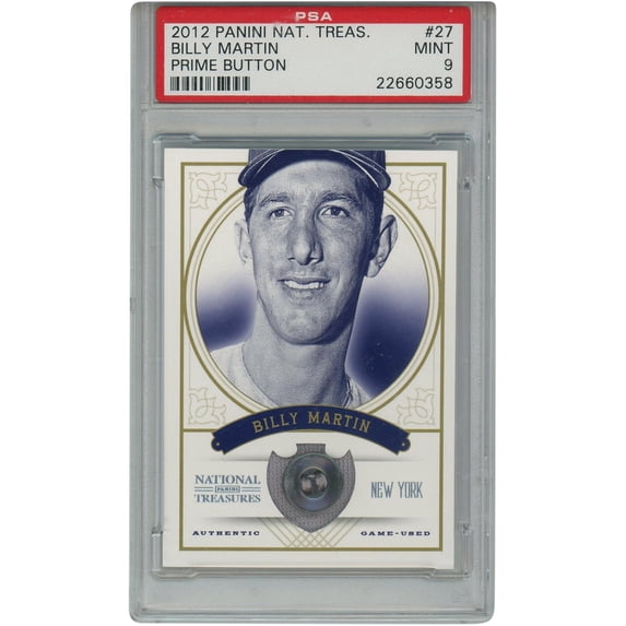 Billy Martin New York Yankees 2012 Panini National Treasures Prime Button #27 #1/3 PSA Authenticated 9 Trading Card