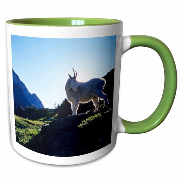 3drose, Billy Mountain Goat, Logan Pass, Glacier Np, Montana - Us27 Cha1333 - Chuck Haney, 15oz Two-tone Green Mug