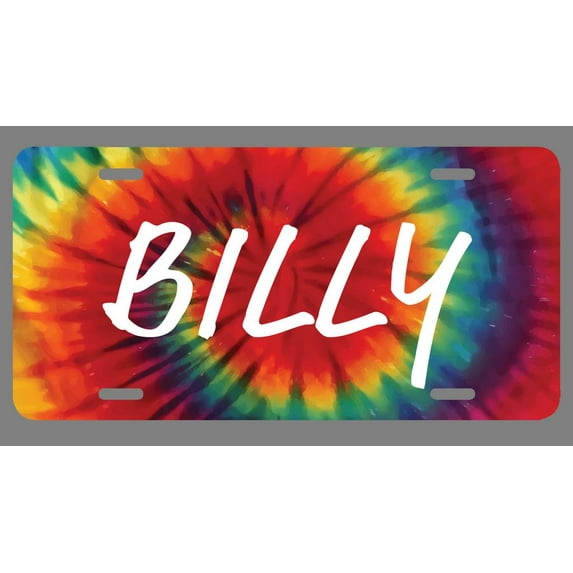 Billy Name Tie Dye Style License Plate Tag Vanity Novelty Metal | UV Printed Metal | 6-Inches By 12-Inches | Car Truck RV Trailer Wall Shop Man Cave | NP1617