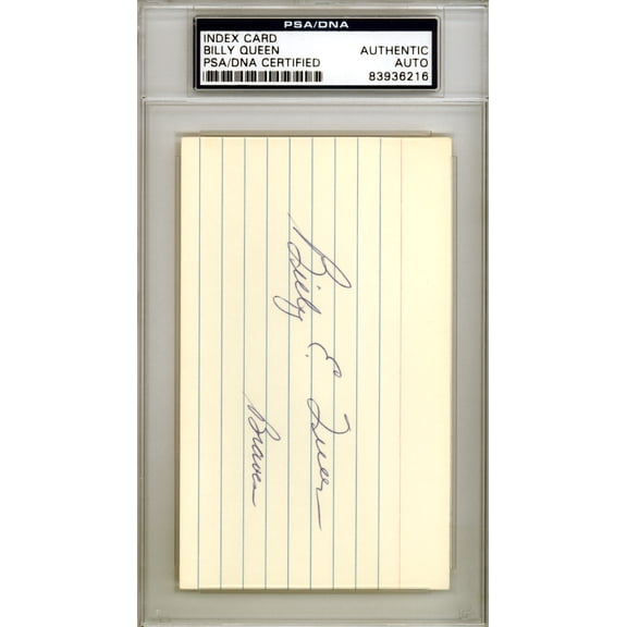 Billy Queen Autographed 3x5 Index Card Milwaukee Braves PSA/DNA #83936216