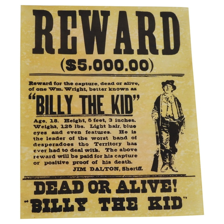 Billy The Kid Wanted Dead or Alive Old West Poster Billy The Kid Wanted Dead or Alive Old West Poster