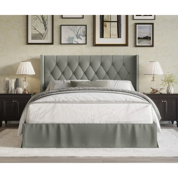 Billy Tufted Upholstered Platform Bed Grey - Twin