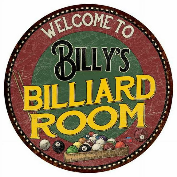 Billy's Billiard Room 12" Round Metal Sign Kitchen Wall Dcor 200120033127