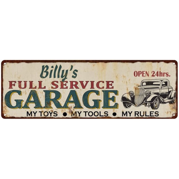 Billy's Full Service Garage Metal Sign 8x24 Rusty Man Cave 108240047044