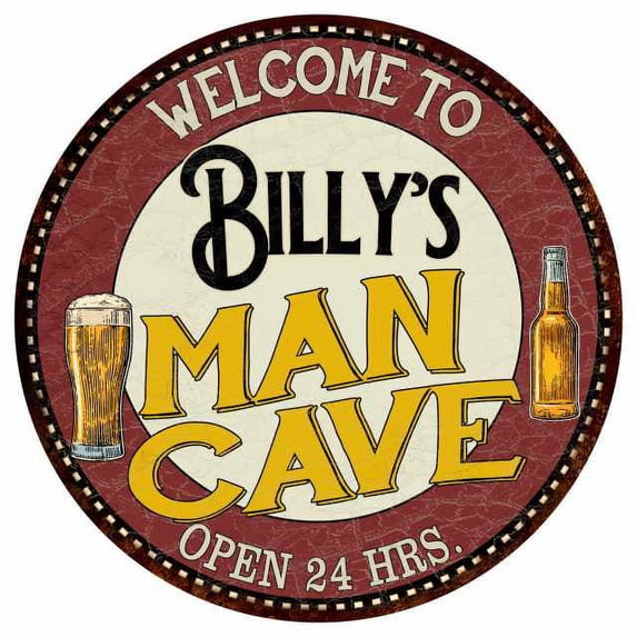 Billy's Man Cave 12" Round Metal Sign Kitchen Bar Wall Décor 200120035127