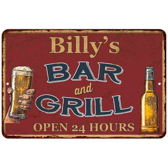 Billy's Red Bar and Grill Rustic Sign Decor 8x12 108120045267