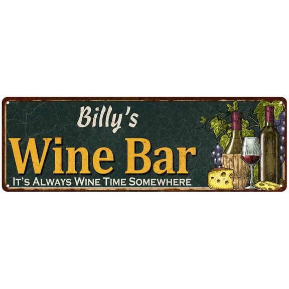 Billy's Wine Bar Green Chic Sign Home Kitchen Decor Gift 8x24 108240001278