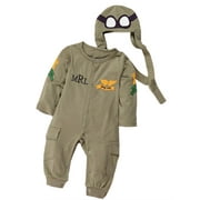Bilo Baby Boy Army Air Force Baby Romper and Hat 2-pc Costume 12-18 Months