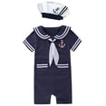 thumbnail image 1 of Bilo Baby Boy Marine Sailor Costume, 12-18 Months, 100% Cotton, Navy Blue, 2-Piece Set, 1 of 1
