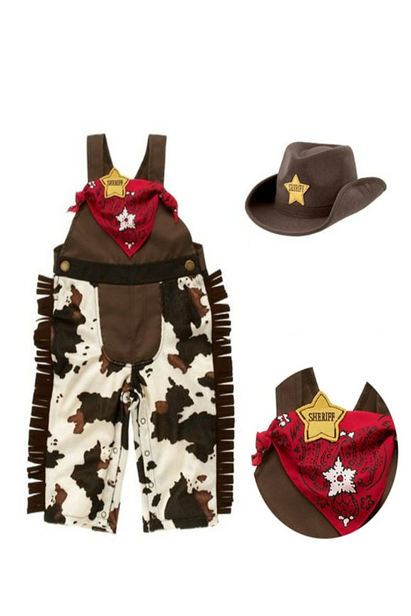 Baby Boy Sheriff Cowboy Overalls, Hat and Handkerchief 3-pc (12-18 Months)