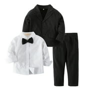 Bilo Baby Boy Tuxedo Formal Wear Suit 3-PC Shirt Pants and Jacket (6-12 Months)