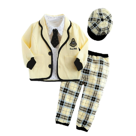 Bilo Baby Boy Yellow Jacket, Shirt, Pants, Tie and Hat 5-pc Set (24-36 Months)