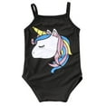 thumbnail image 1 of Bilo Baby Girl Unicorn Print One-Piece Swimsuit Beachwear Bathing Suit 3 Colors (110/2-3 Years, Black), 1 of 4