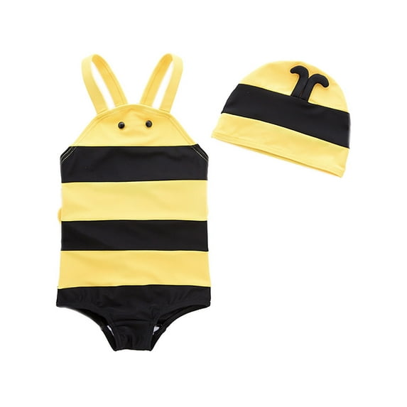 Bilo Baby Girls Bumble Bee Costume Swimsuit and Hat (3T)