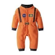 ELSKY Bilo Baby Toddler Boy Orange Astronaut Fleece Costume Jumpsuit (6-12 Months)