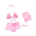 thumbnail image 1 of Bilo Baby Toddler Girls Lovely Tie Bikini Swimsuit and Hat 3pcs Set Beach Bathing Suit Swimwear (Pink, 1-2 Years), 1 of 5