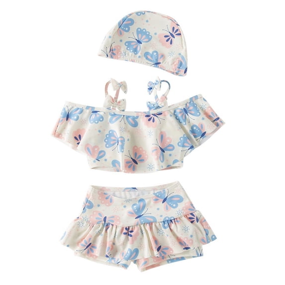 Bilo Baby Toddler Girls Lovely Tie Bikini Swimsuit and Hat 3pcs Set Beach Bathing Suit Swimwear Watermelon Red 1 2 Years